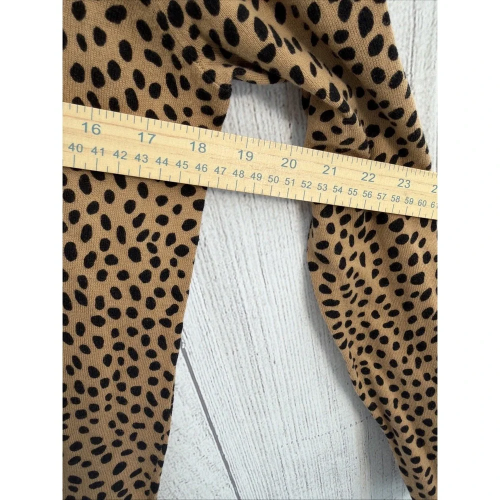 J Crew Teddie Sweater Womens MEDIUM Cheetah Leopard Animal Crewneck 100% Cotton